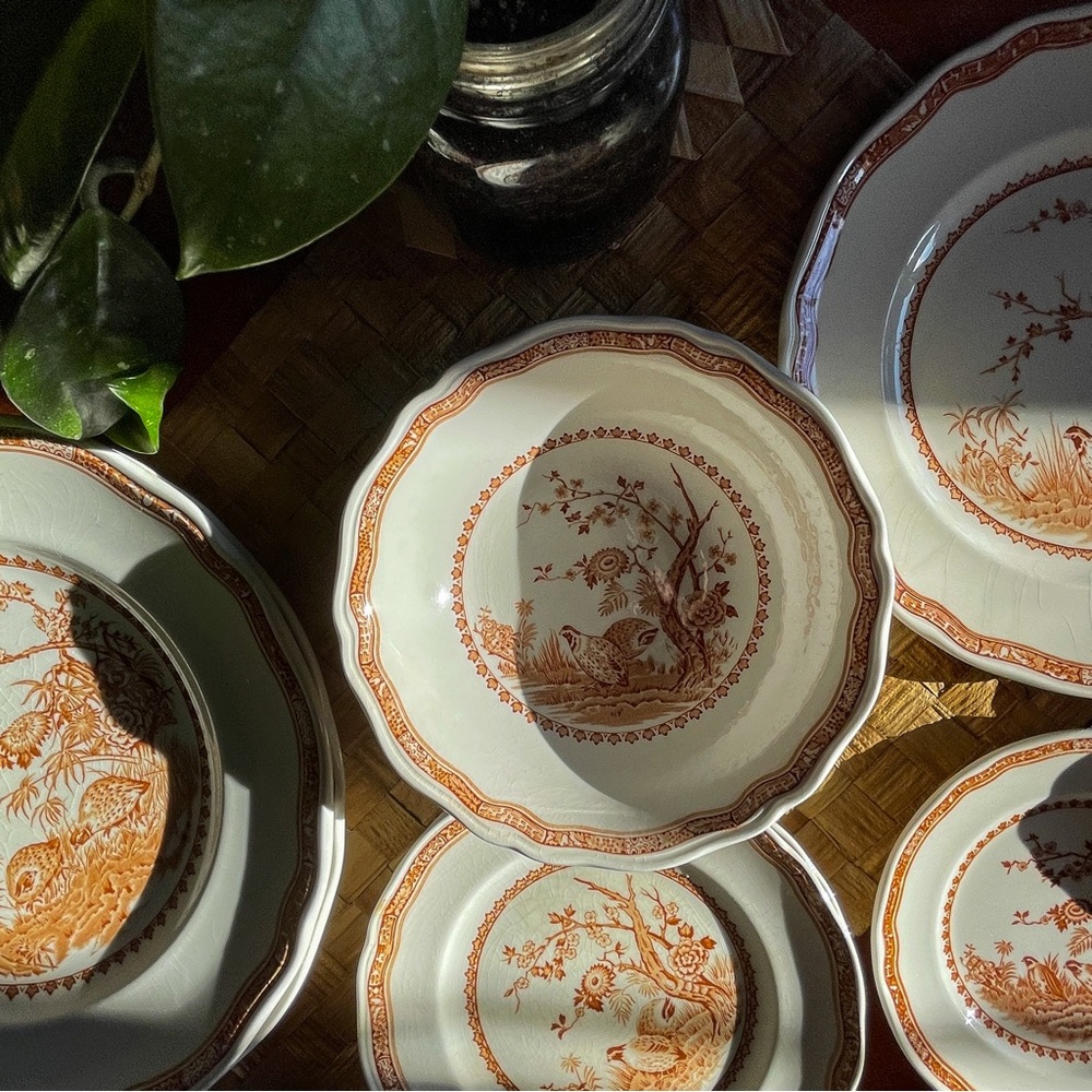 Antique Furnivals Quail in Brown Ironstone China